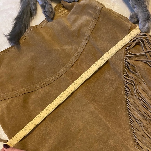 T4 West Tan Fringe Genuine Leather Skirt - Picture 9 of 11